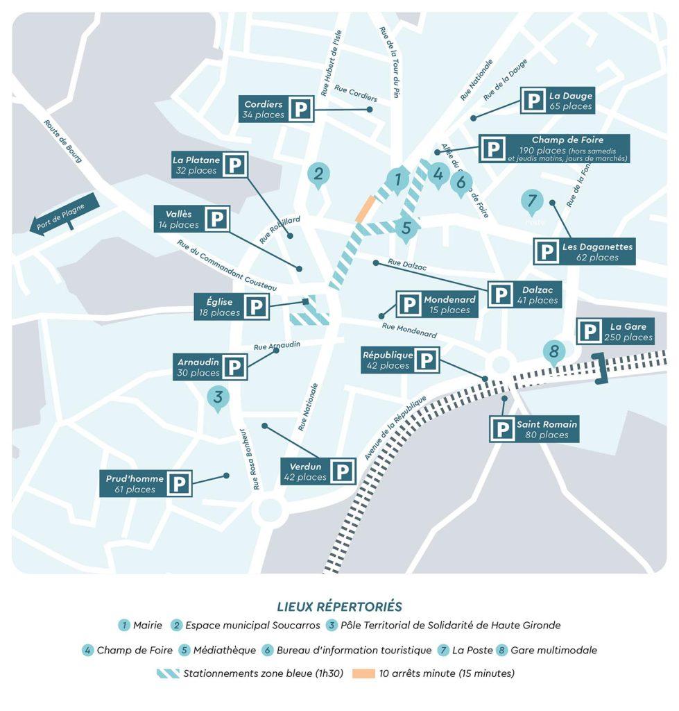 plan des stationnements du centre-ville de Saint-André-de-Cubzac - octobre 2025