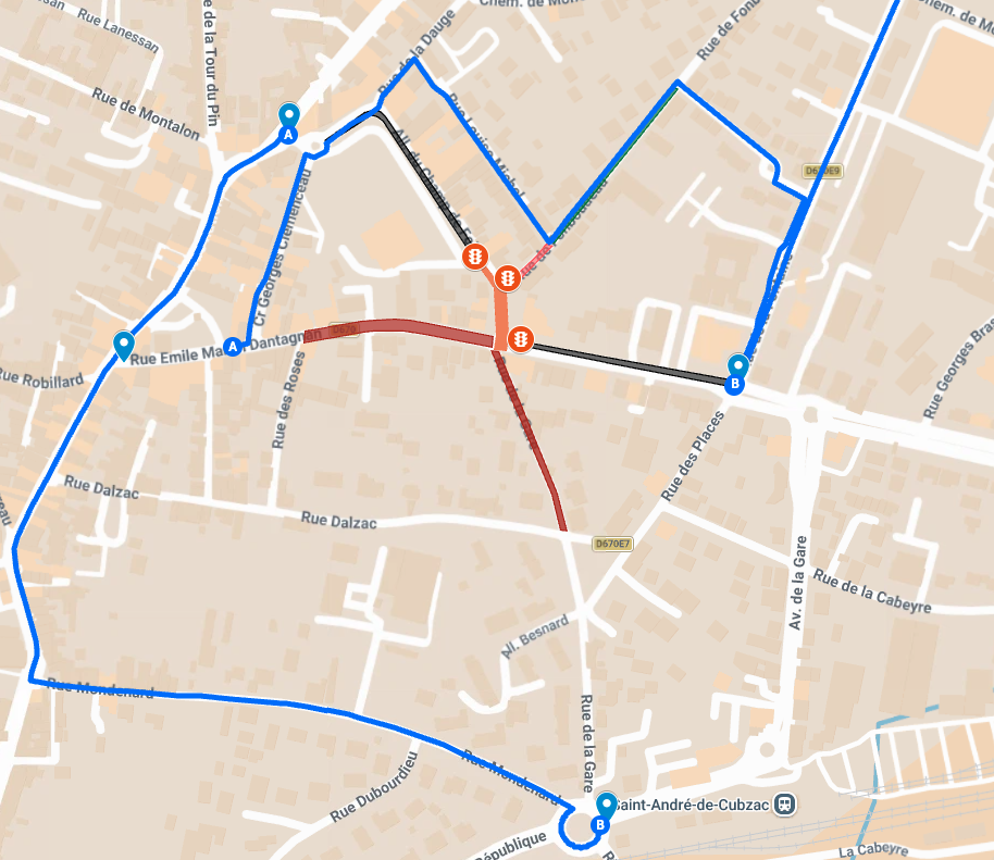 Plan de la dernière phase du chantier du réseau d'eaux plviales de Saint-André-de-Cubzac